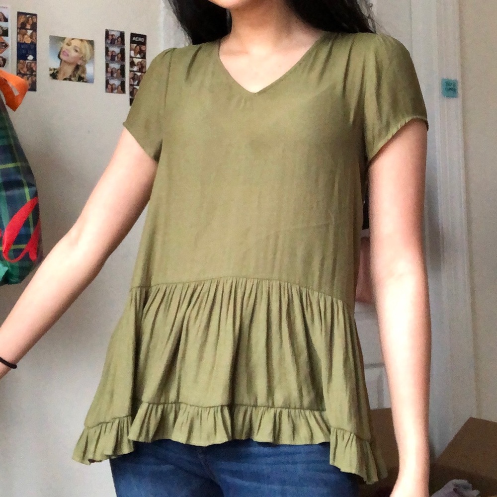 Mossy green flow shirt